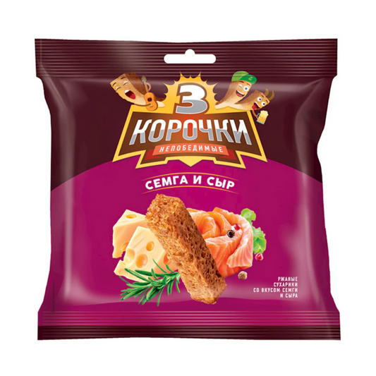 3 KOROCHKI Salmon and Cheese Croutons, 100g