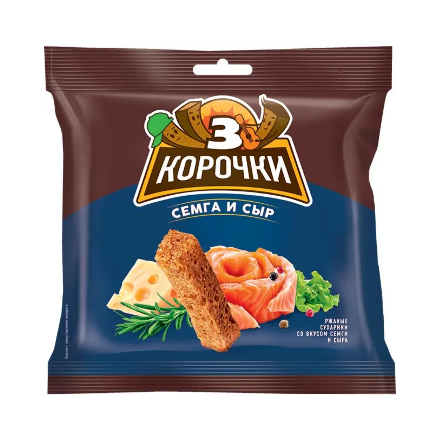 3 KOROCHKI Salmon and Cheese Rye Bread Snacks, 100g
