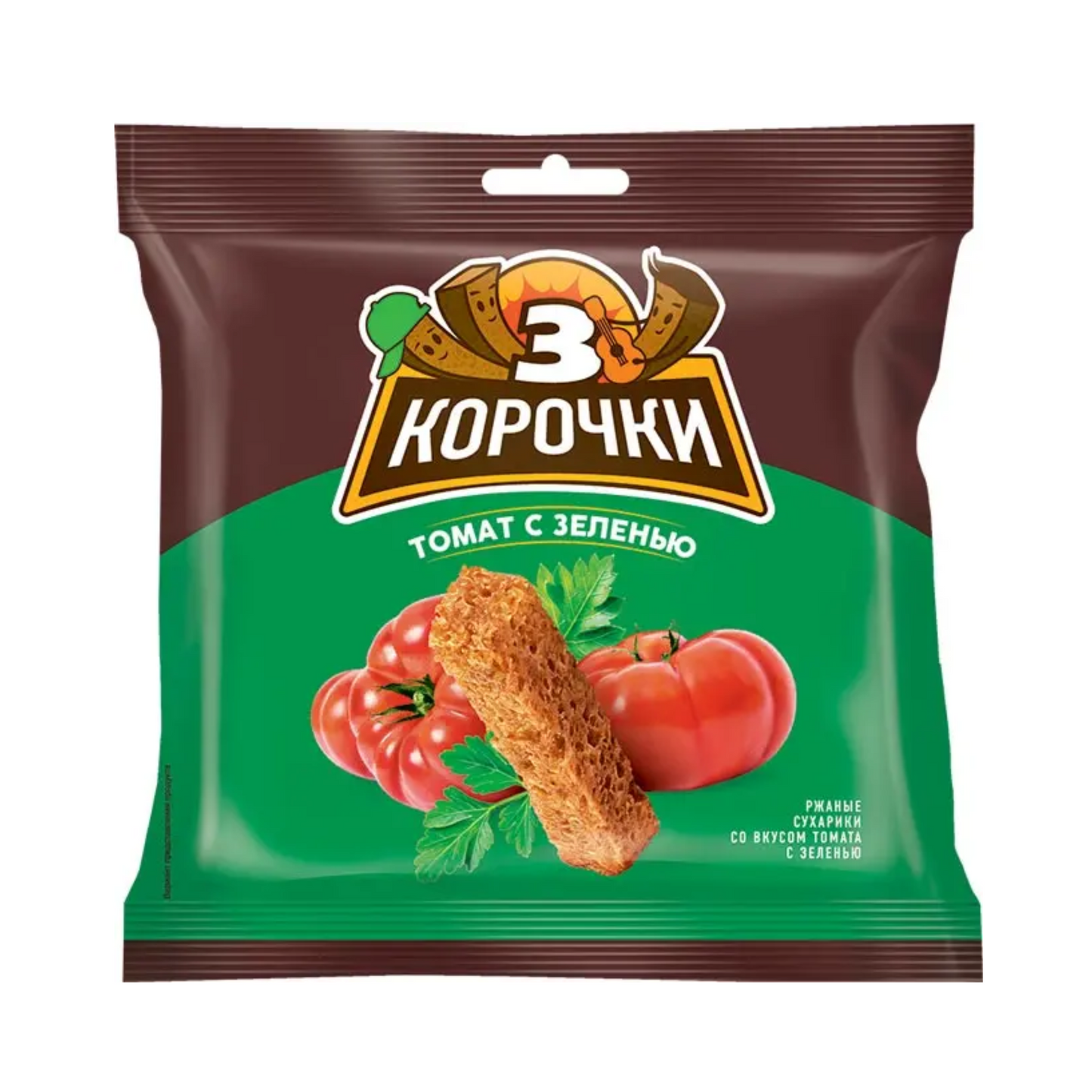 3 КОРОЧКИ сухарики ржаные со вкусом томата с зеленью, 100г
