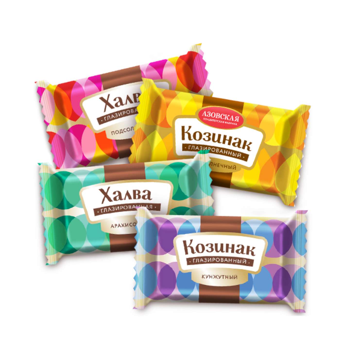 AZOVSKAYA (Pre-Pk) Assorti Chocolate-glazed Kozinak and Halva, 350g