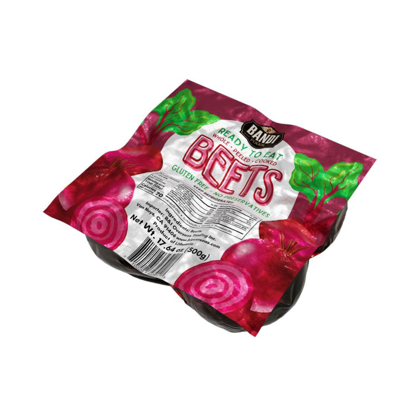 BANDI Whole Red Beets Cooked and Peeled, 500g