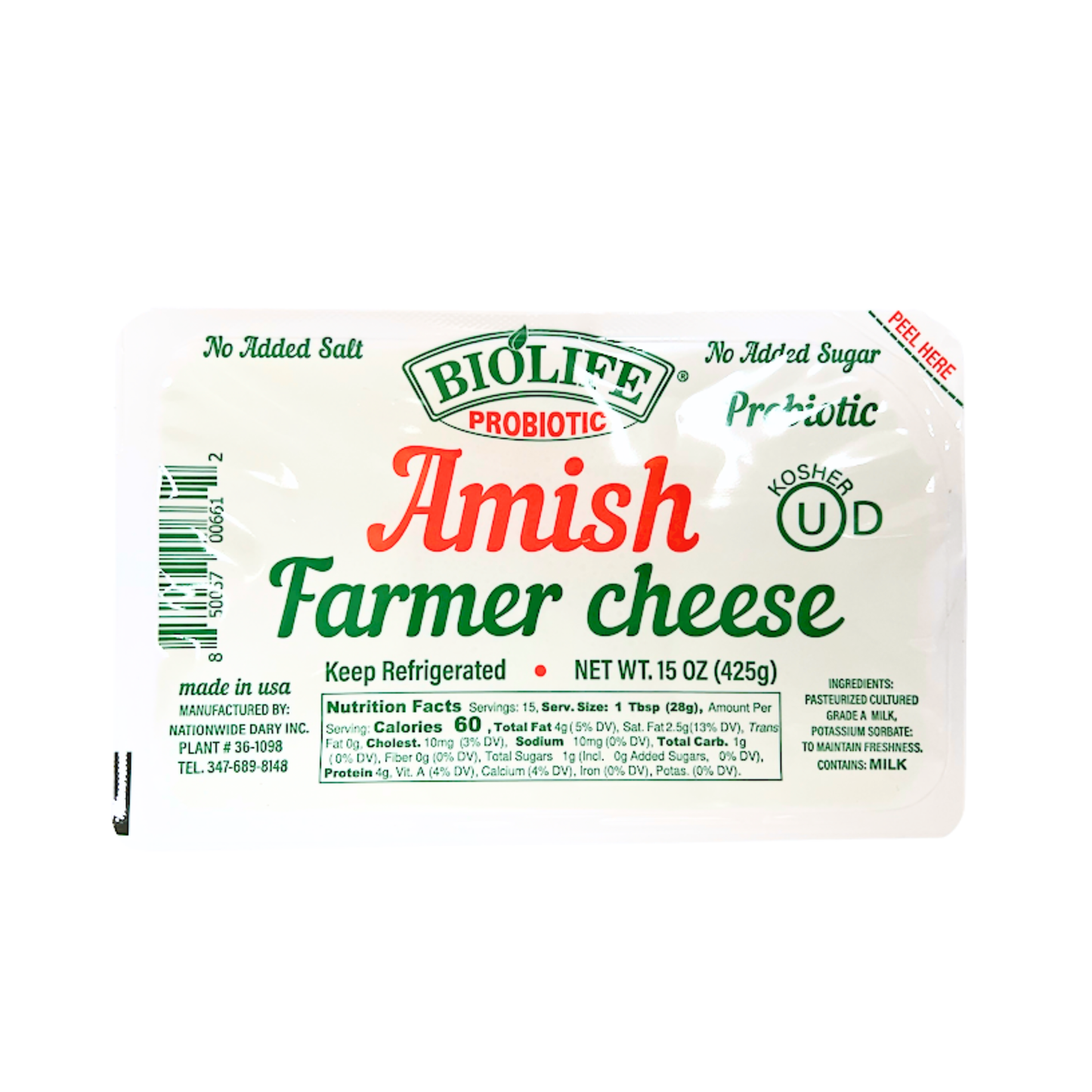BIOLIFE Amish Farmer Cheese, 1lb
