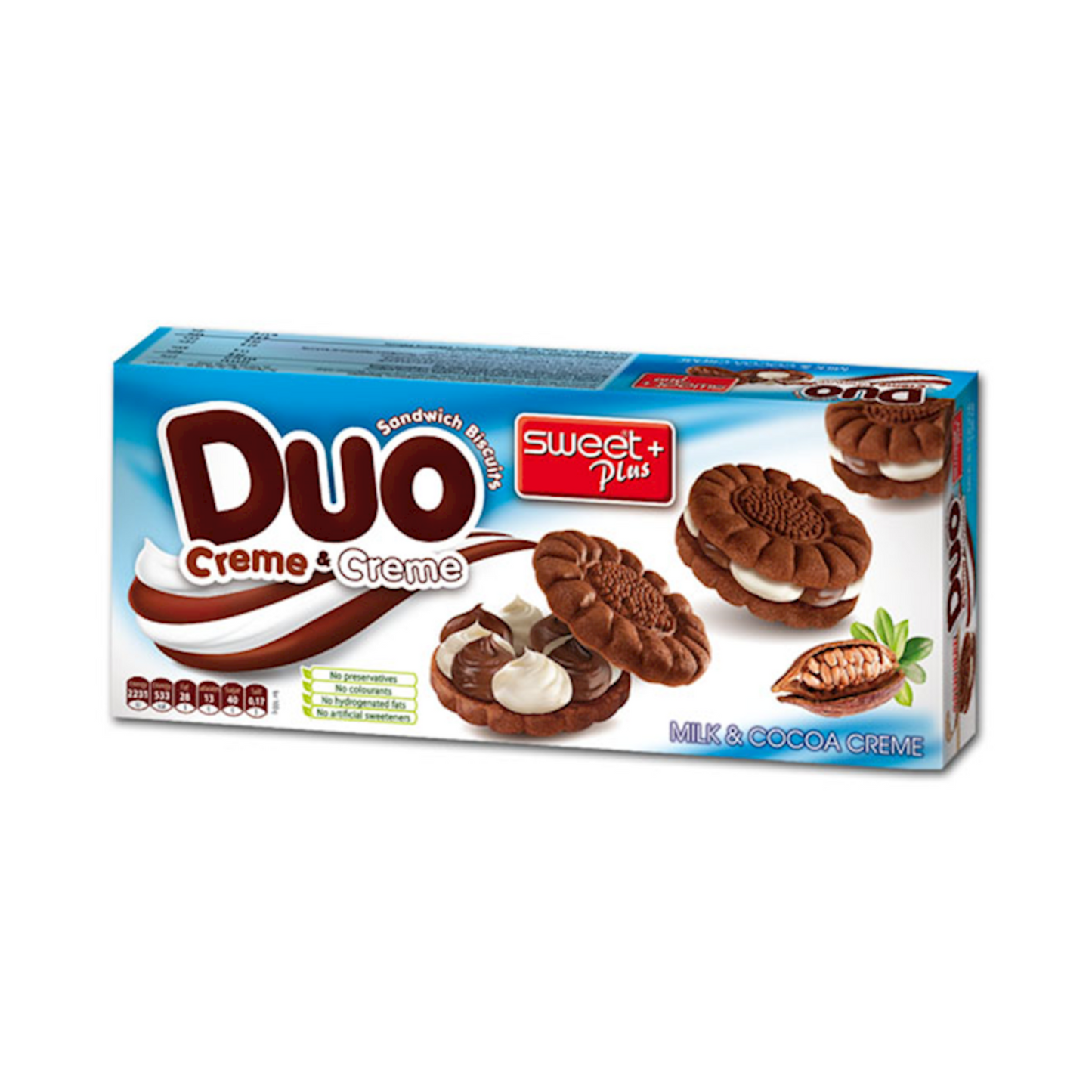 BN SWEET PLUS Duo Biscuit Milk and Cocoa Creme, 165g