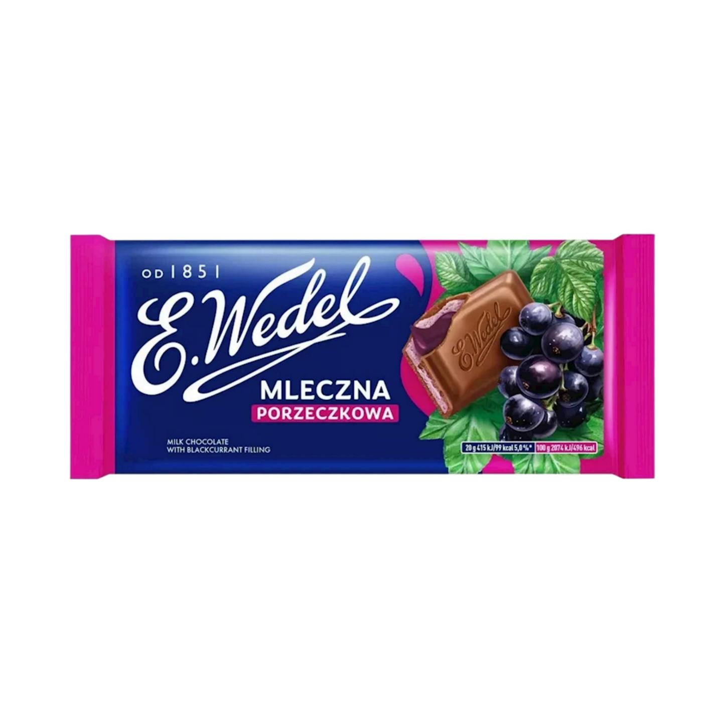 E.WEDEL Milk Chocolate Bar with Blackurrant filling, 100g