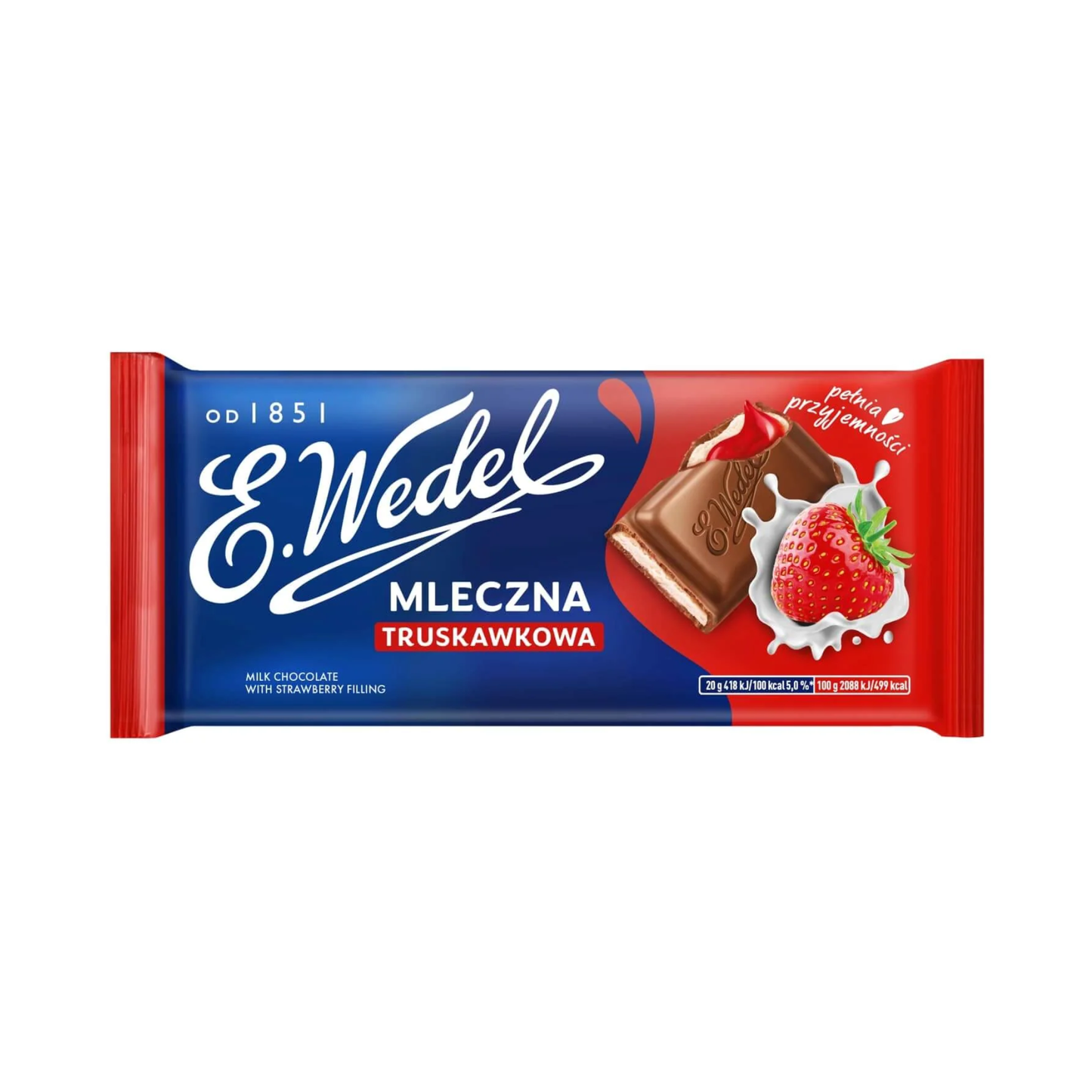 E.WEDEL Milk Chocolate Bar with Strawberry filling, 100g