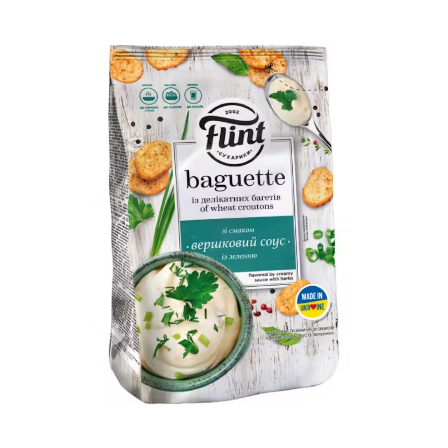 FLINT Bread Wheat Baguette with Creamy Sauce and Herbs Flavor, 90g