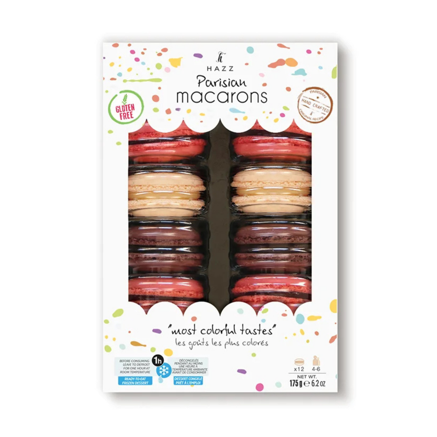 HAZZ Parisian Chocolate, Vanilla, and Raspberry Macarons, 175g