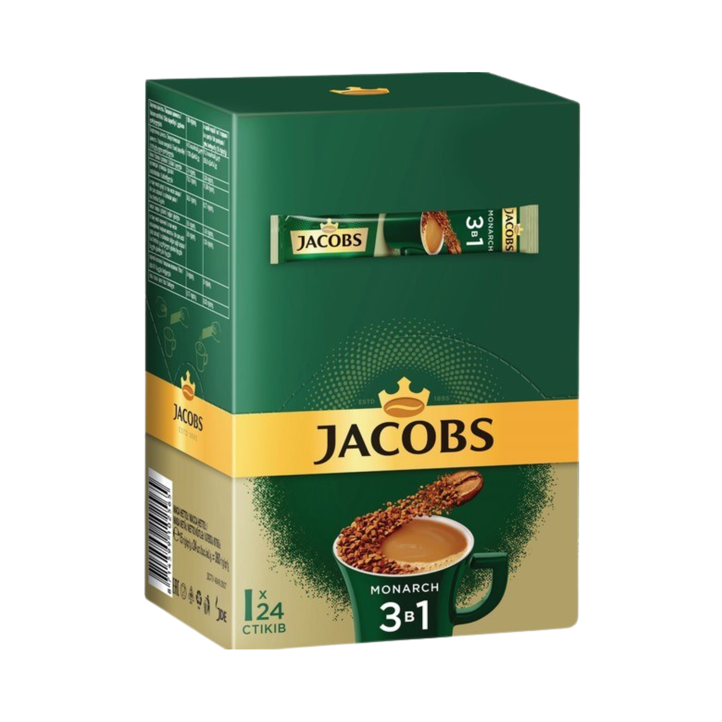 JACOBS Monarch Coffee Sticks 3-in-1 Original, 24 ct