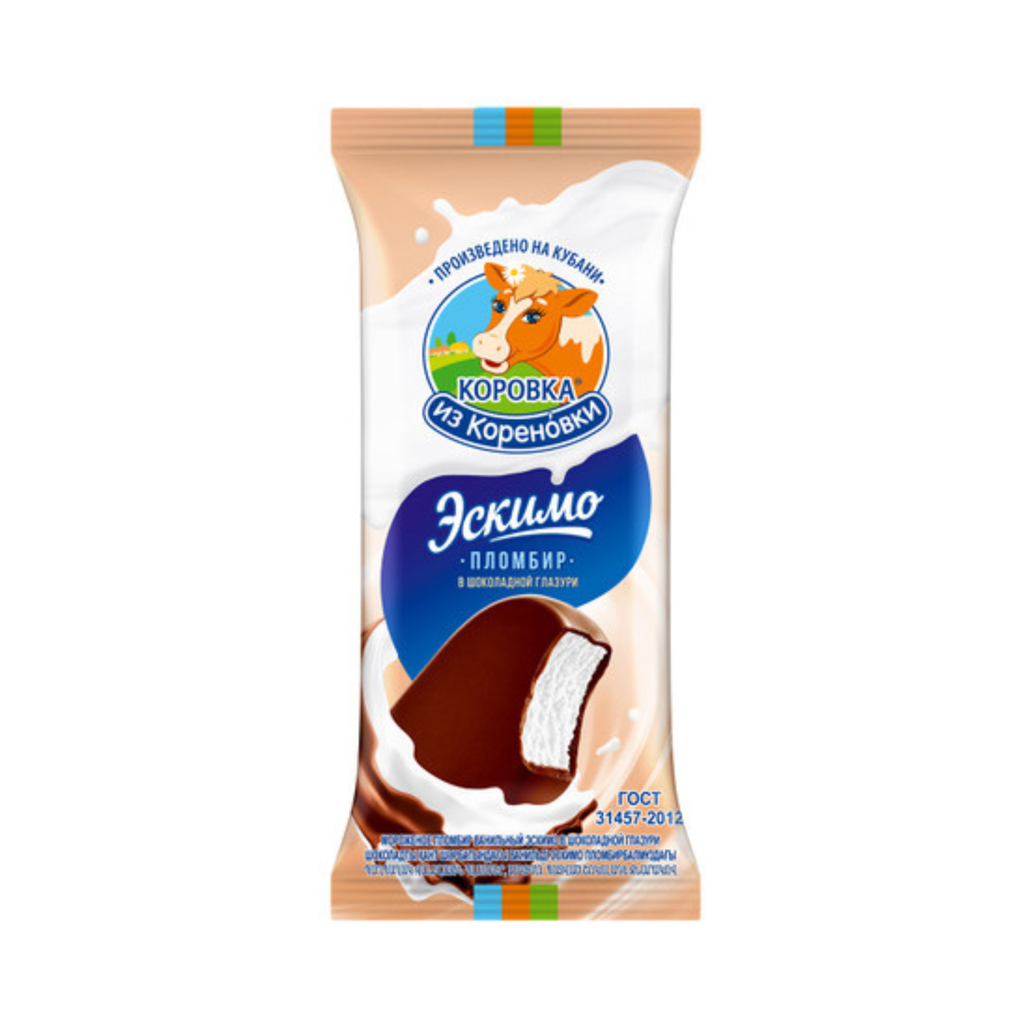 KOROVKA IZ KORENOVKI Eskimo Vanilla Plombir in Chocolate Glaze Ice Cream, 70g