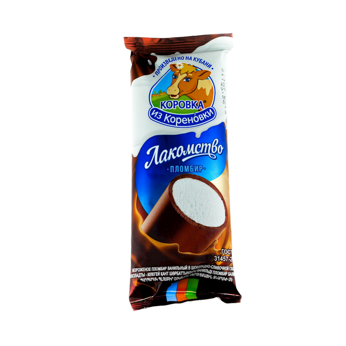 KOROVKA IZ KORENOVKI Lakomka Vanilla Plombir in Glaze Ice Cream, 90g
