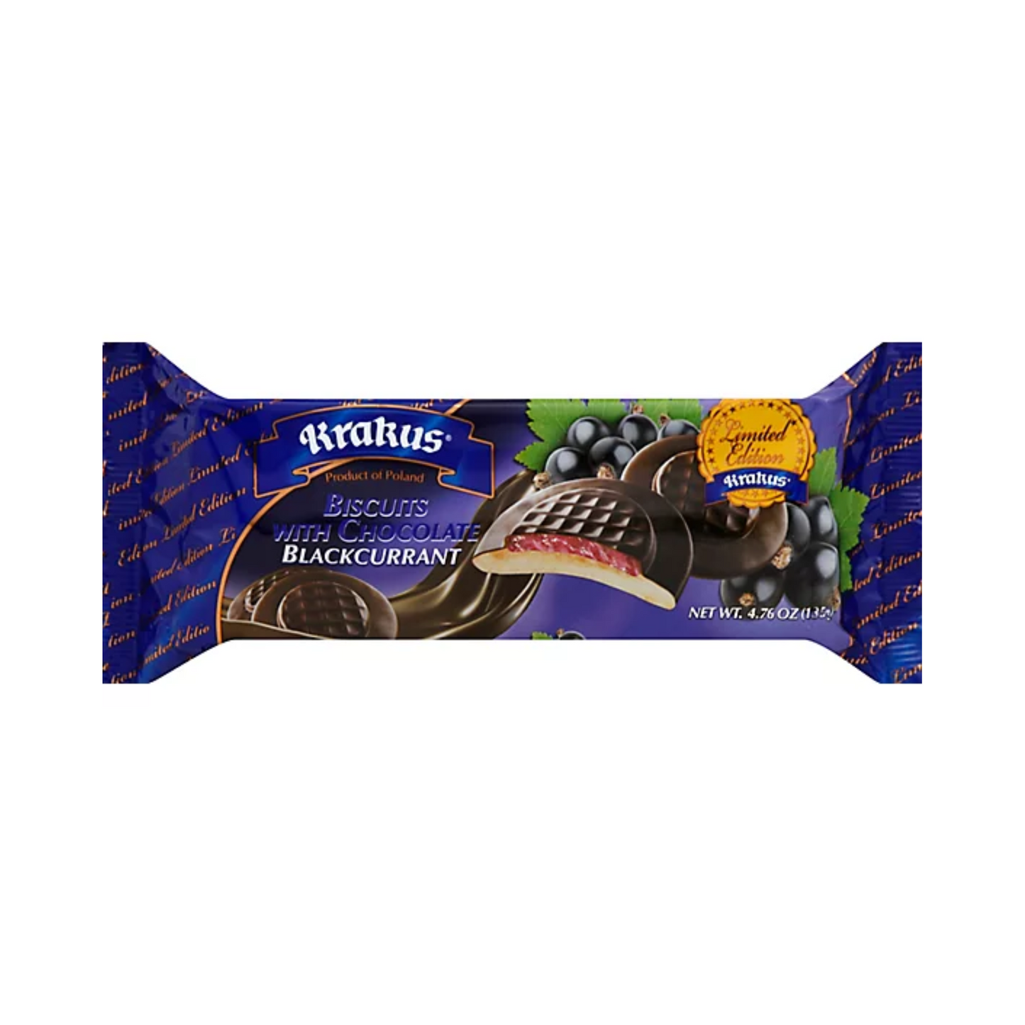 KRAKUS Biscuit (Choco Glaze) Cookies with Blackcurrant 135g