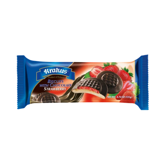 KRAKUS Chocolate-covered Strawberry Biscuits, 135g