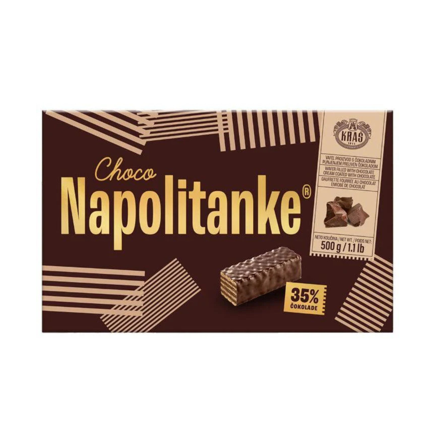 KRAS Napolitanke Chocolate Wafers in Chocolate Glaze, 500g