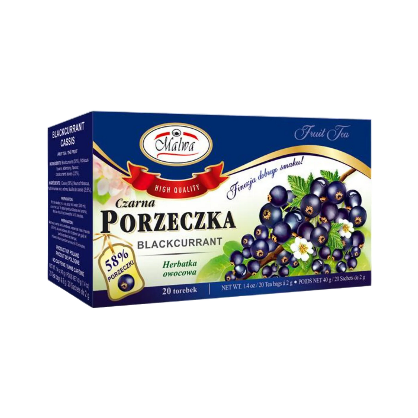 MALWA Blackcurrant Herbal Tea, 20 bags