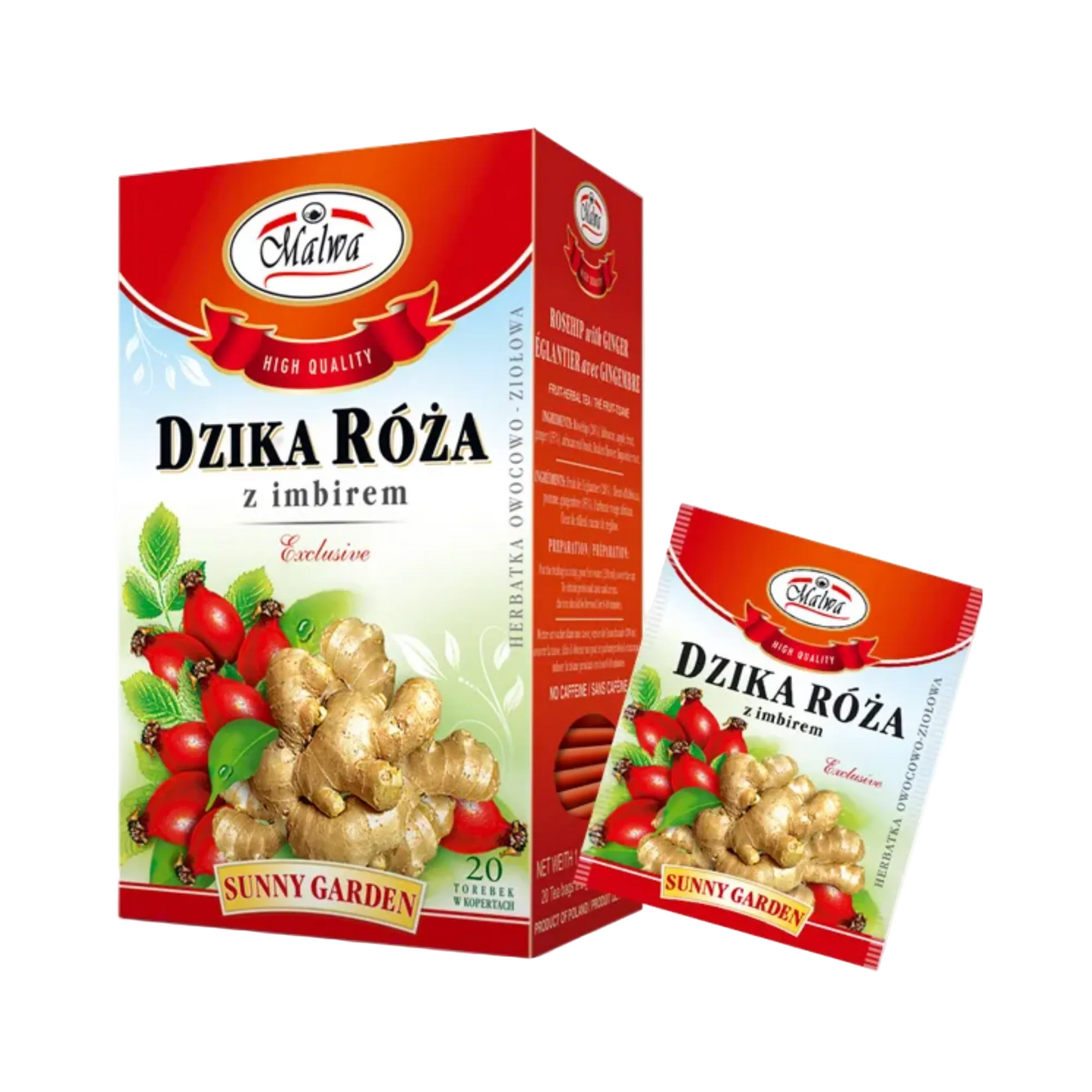 MALWA Rosehip and Ginger Herbal Tea, 20 bags