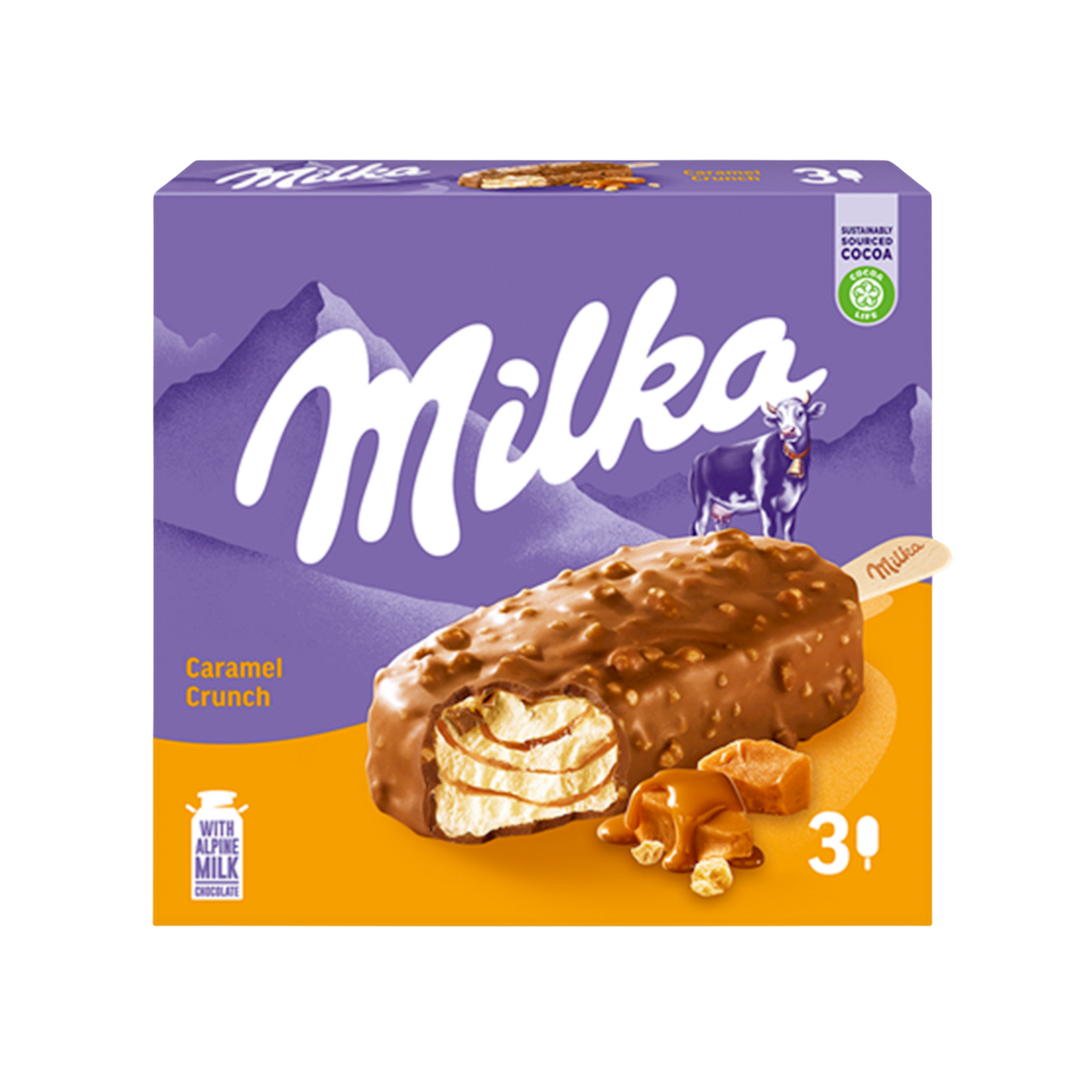 MILKA Caramel Crunch Ice Cream, 3 x 270ml
