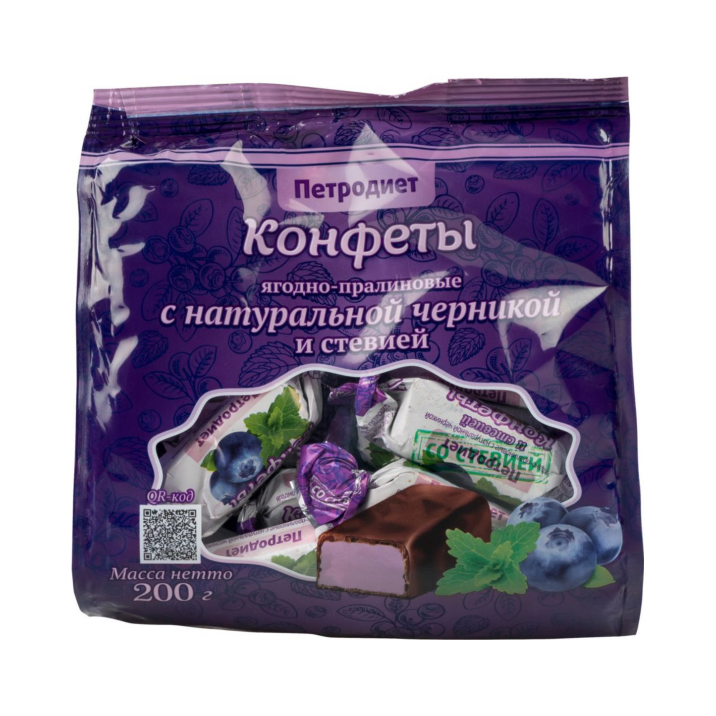 PETRODIET Sugar Free Berry Praline Candy with Blueberry/Stevia, 200g