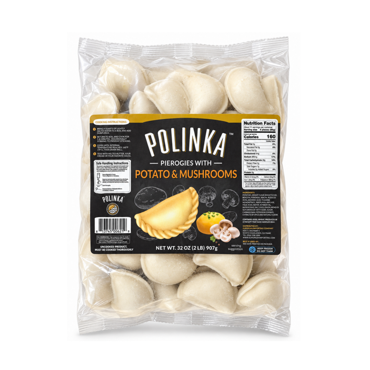 POLINKA Vareniki with Potato and Mushrooms Frozen, 907g