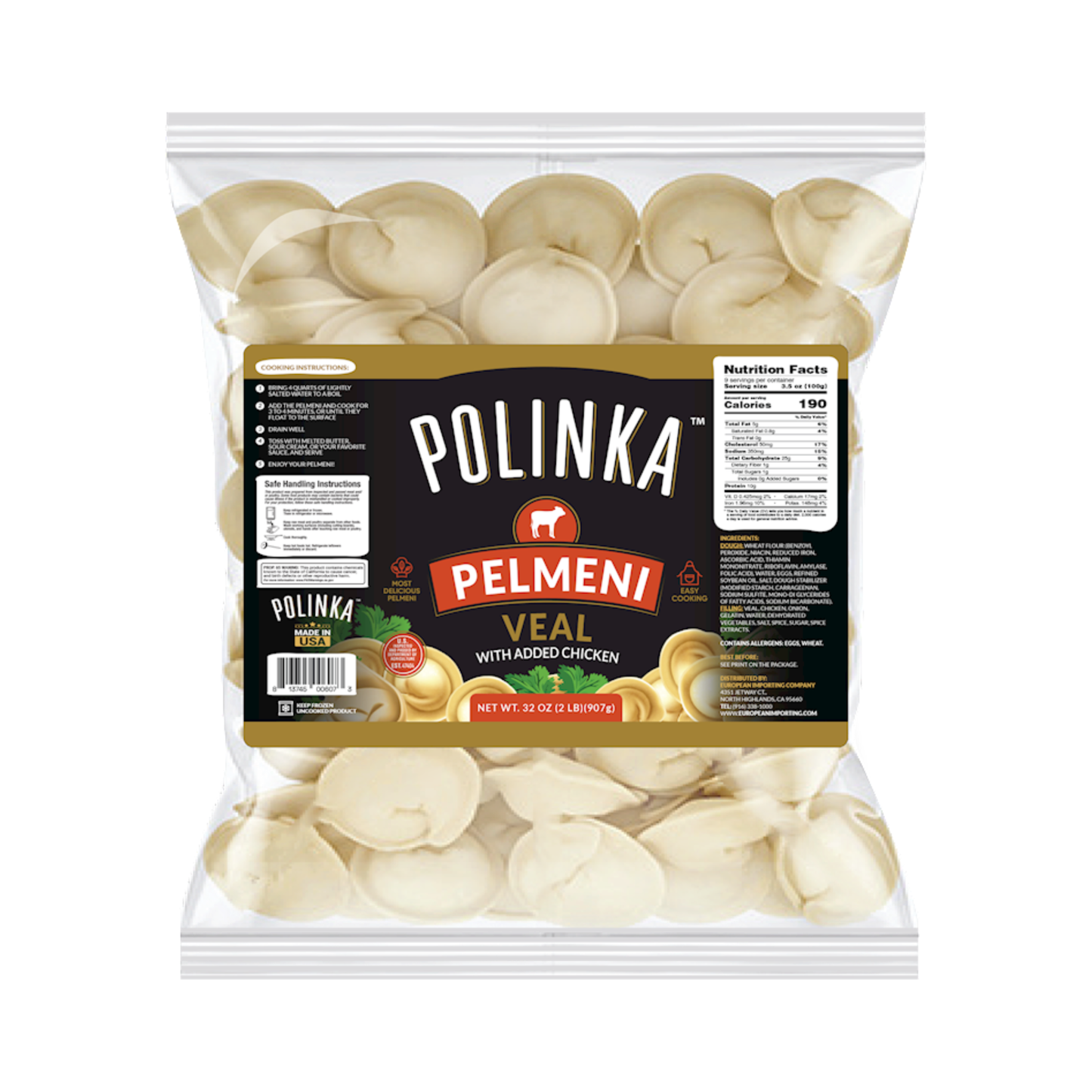 POLINKA Veal Pelmeni (Dumplings) Frozen, 907g