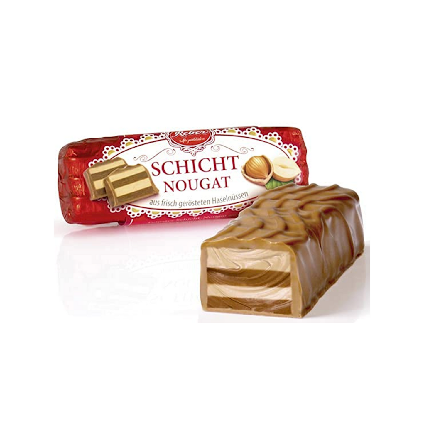 REBER Praline Chocolate Hazelnut Nougat Bar, 48g