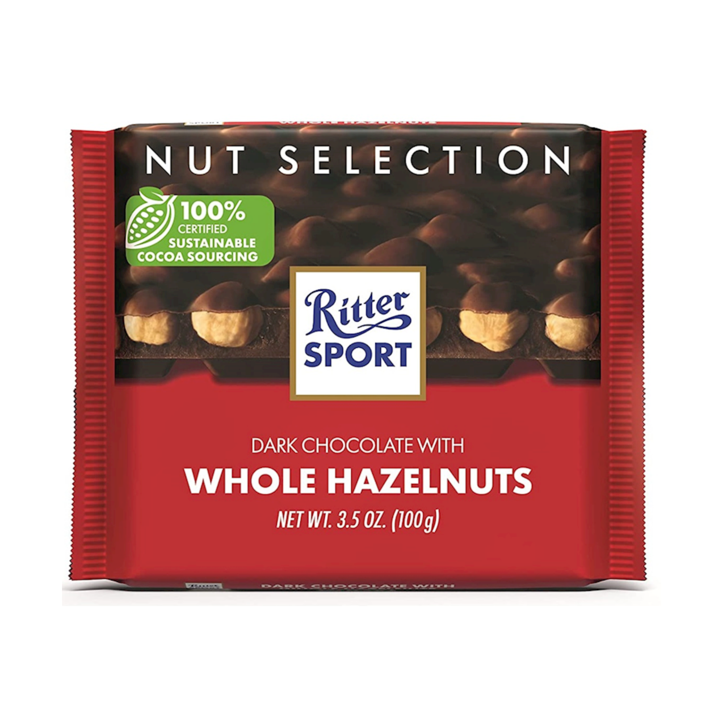 RITTER SPORT Dark Chocolate with Hazelnuts, 100g