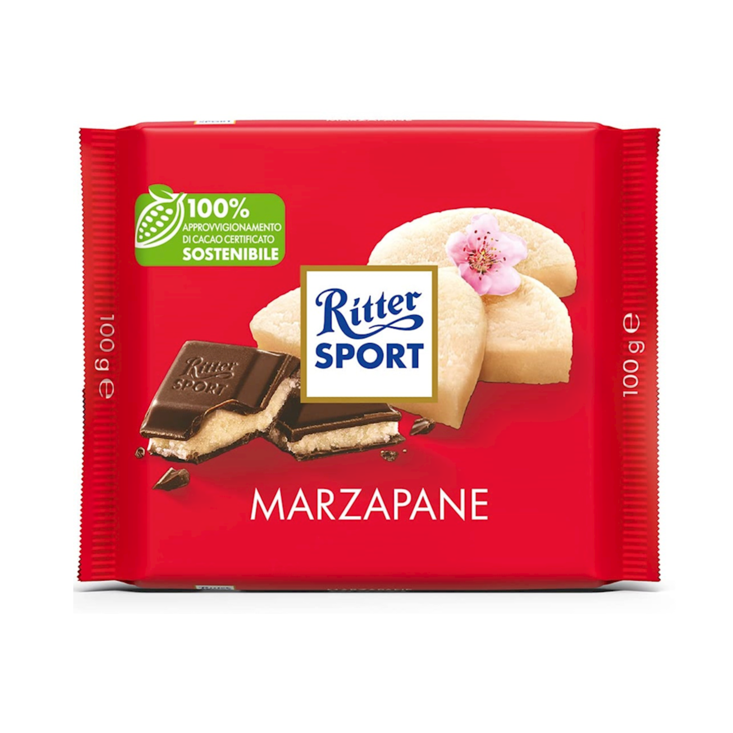 RITTER SPORT Dark Chocolate with Marzipan, 100g