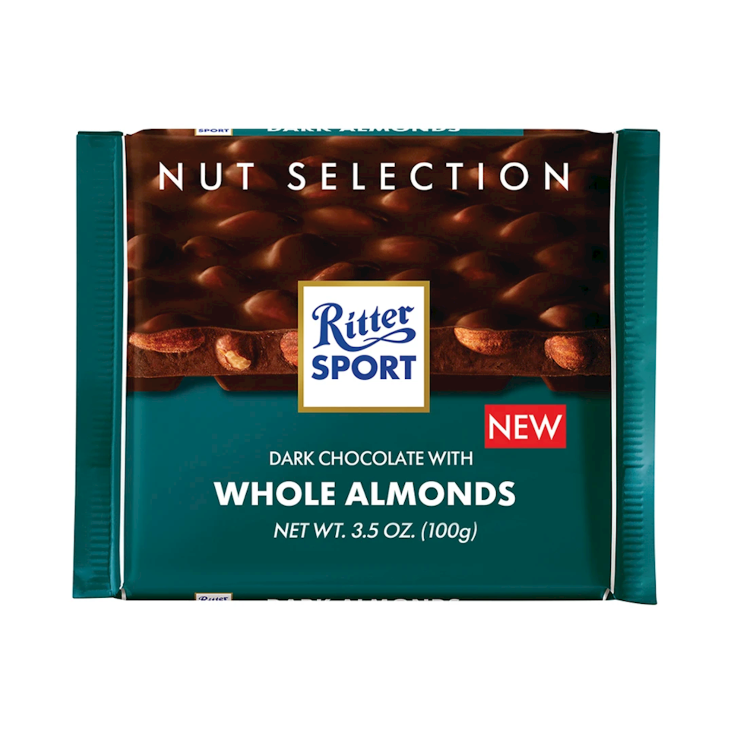 RITTER SPORT Dark Chocolate with Whole Almond, 100g