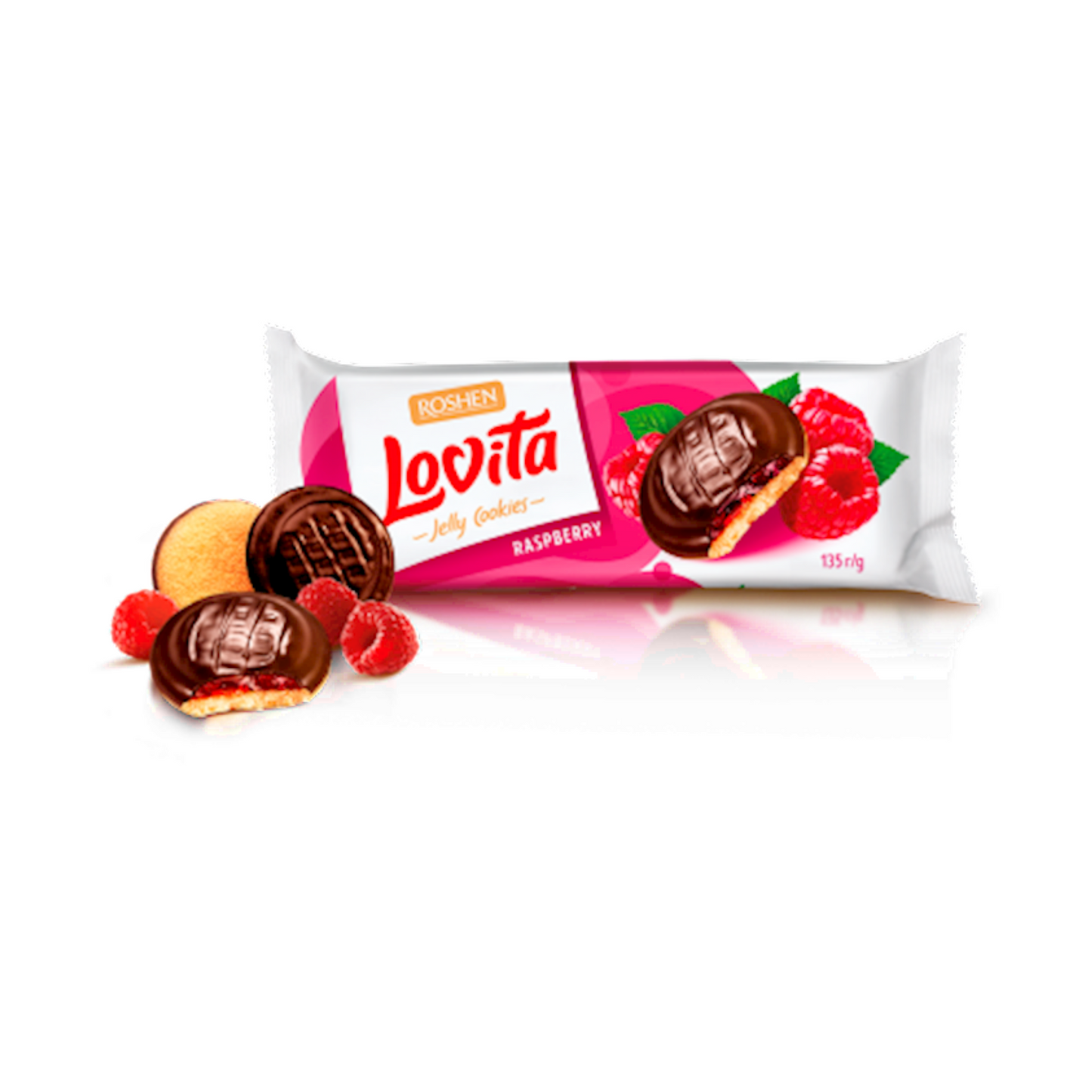 ROSHEN Cookies (Choco Glazed) Lovita with Raspberry Jelly, 135g
