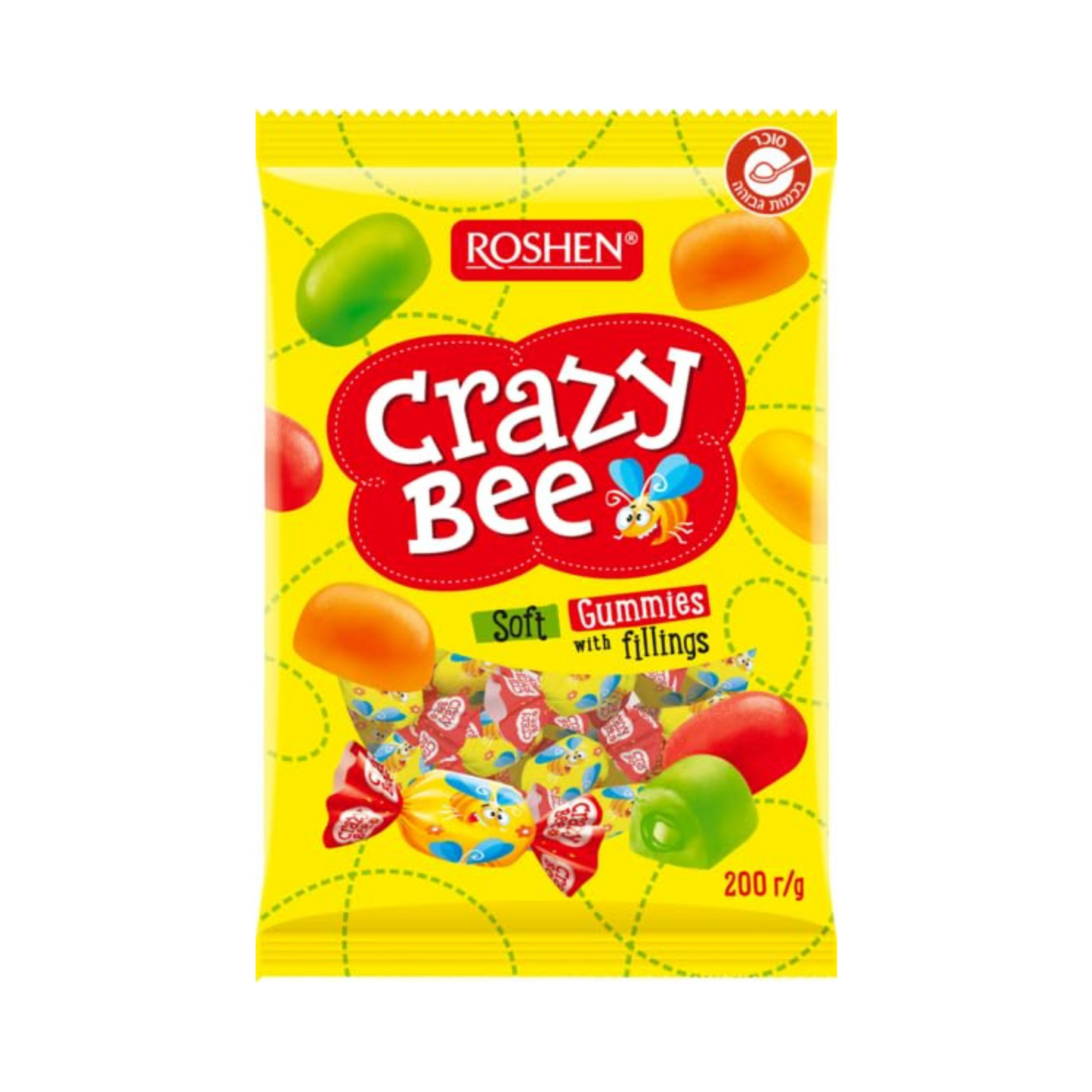 ROSHEN Crazy Bee Soft Gummy Candies with Fruit Filling 200g