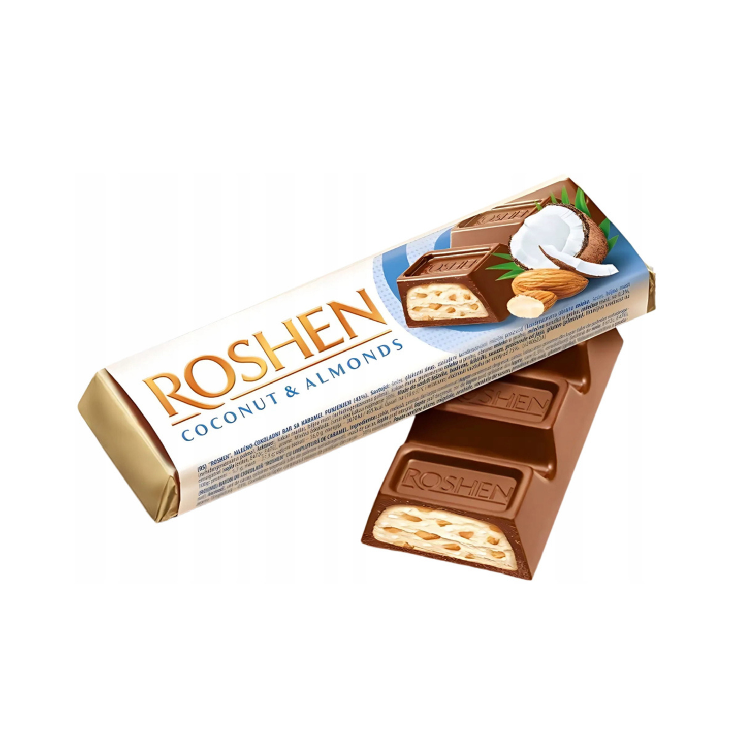 ROSHEN Milk Chocolate Bar with Almond and Coconut filling, 38g
