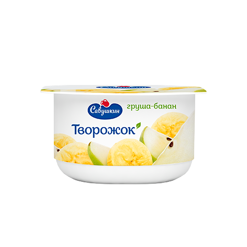 SAVUSHKIN Farmer Cheese Pear-Banana Dessert, 120g