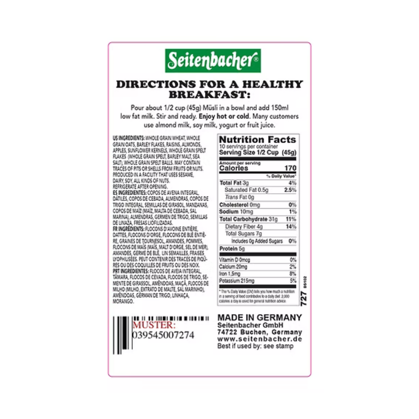 SEITENBACHER German Grain Muesli 454g