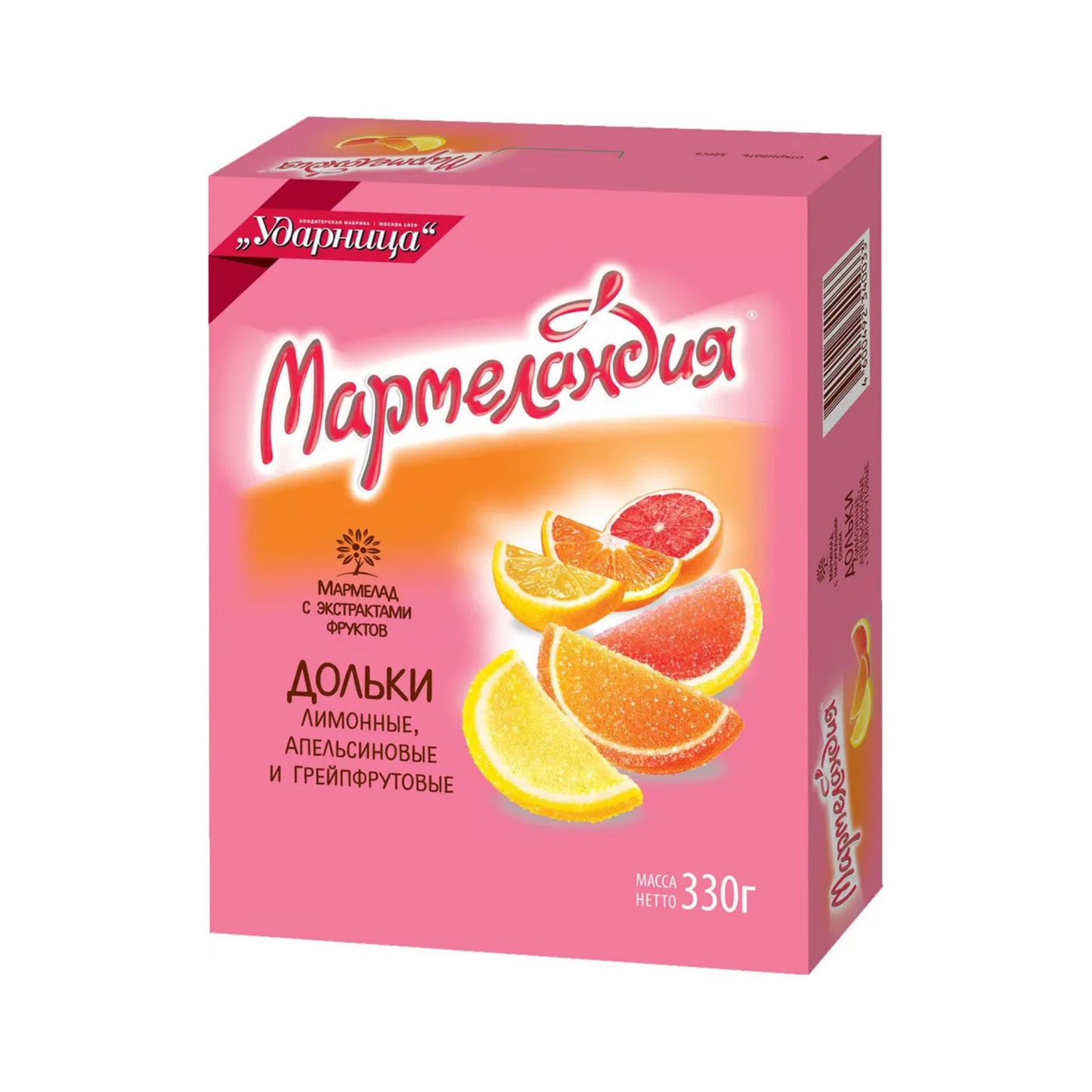 UDARNITSA "Marmelandia" Orange, Grapefruit, and Lemon Marmalade Slices, 330g