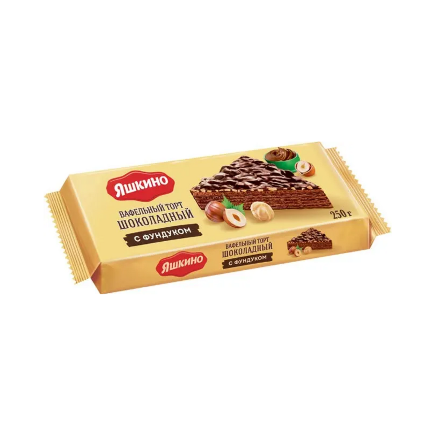 YASHKINO Chocolate-glazed Wafer Cake with Hazelnuts, 250g