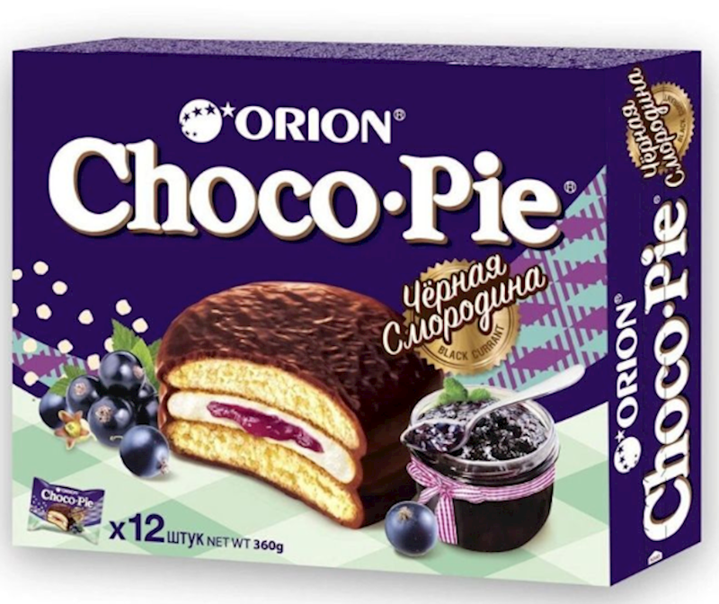 ORION Choco-Pie with Marshmallow Black Currant, 12x30g