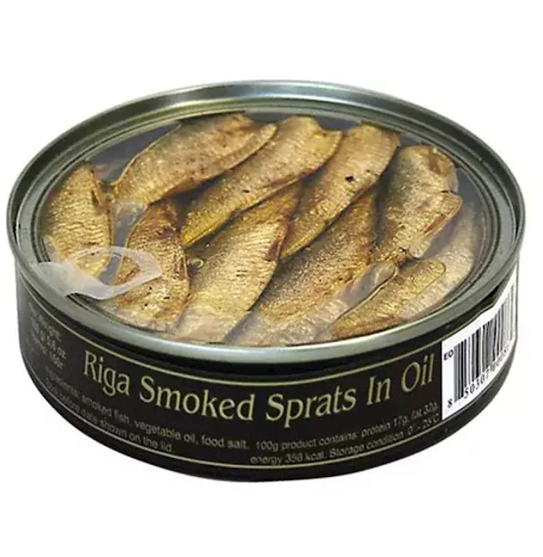 RIGA GOLD Clear Top Smoked Riga Sprats in Oil, 160g