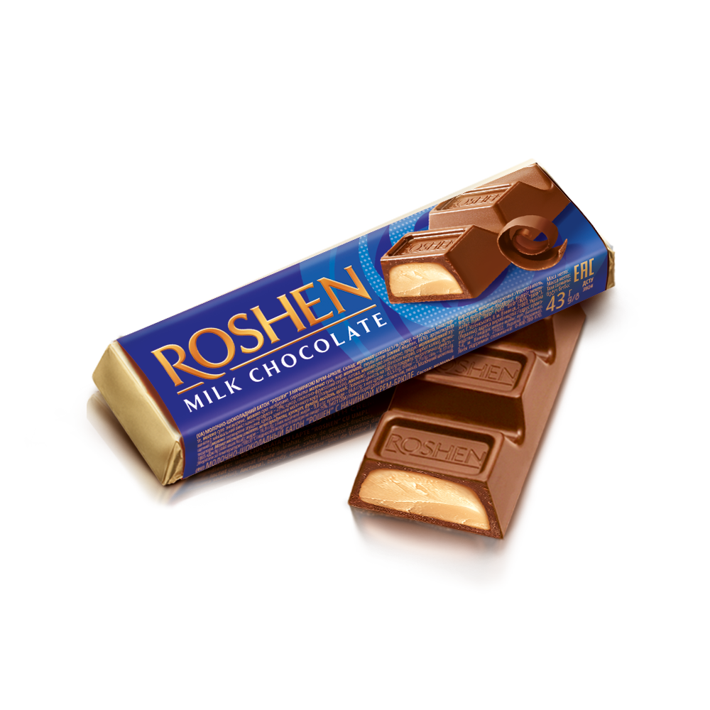 ROSHEN Milk Chocolate with Creme Brule filling (blue), 43g