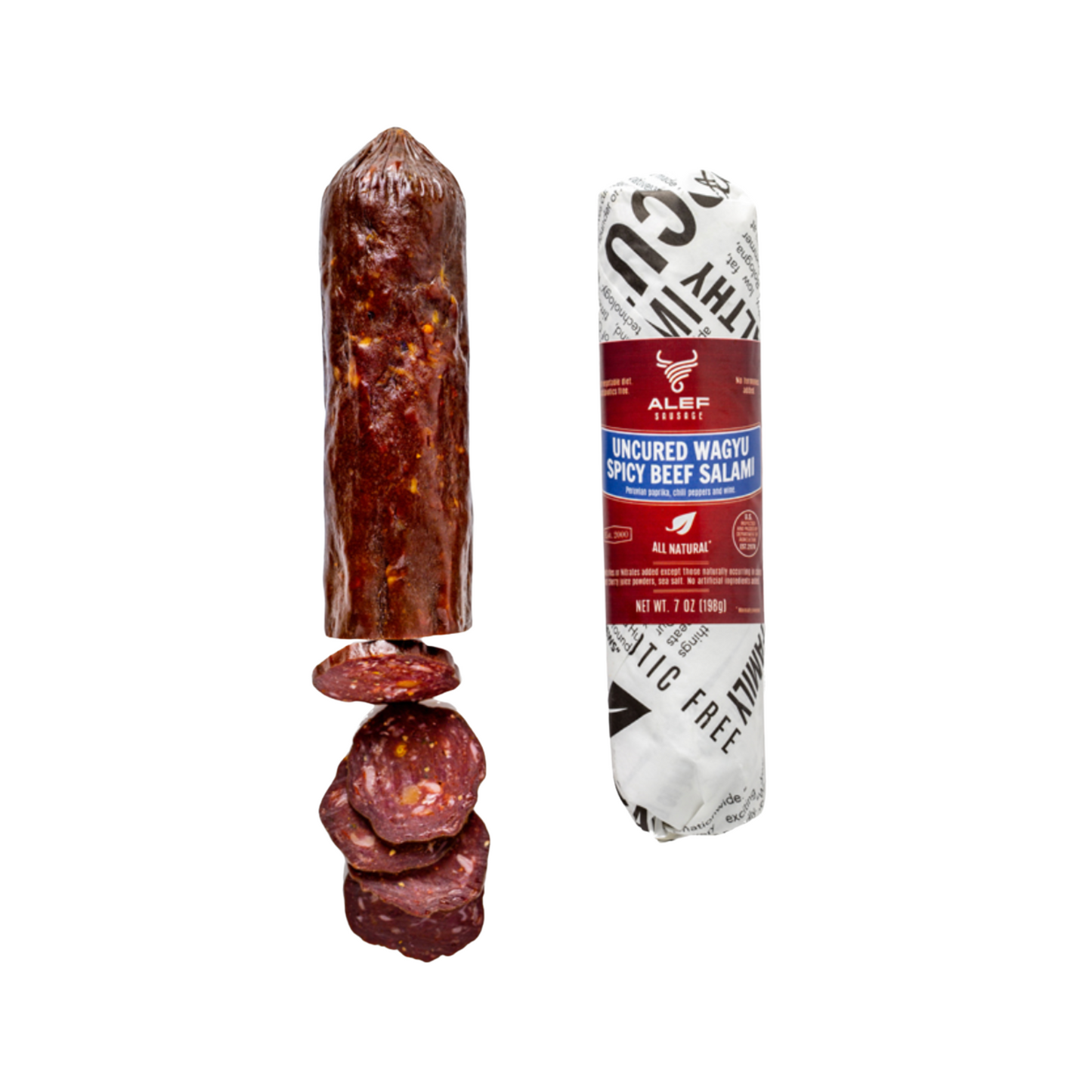 ALEF Uncured Spicy Wagyu Beef Salami, 198g