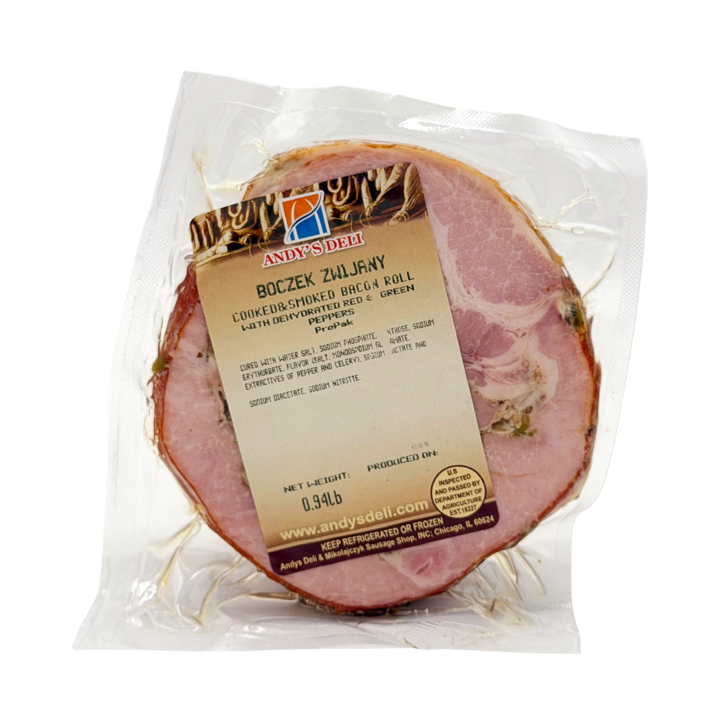 ANDY'S DELI (Pre-Pk) Bacon Roll with Spices, by lb