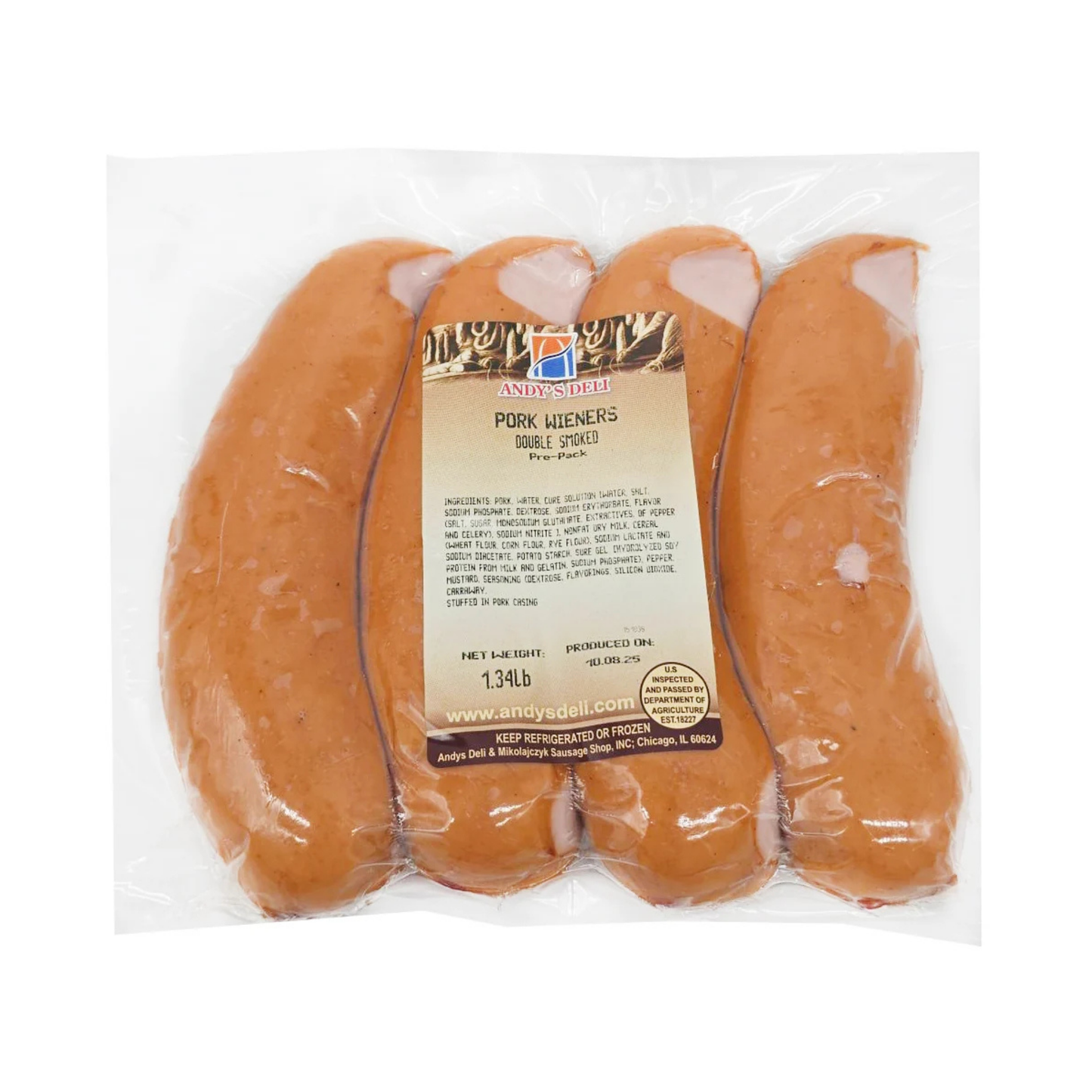 ANDY'S (Pre-Pk) Wieners Sardeli Pork, by lb