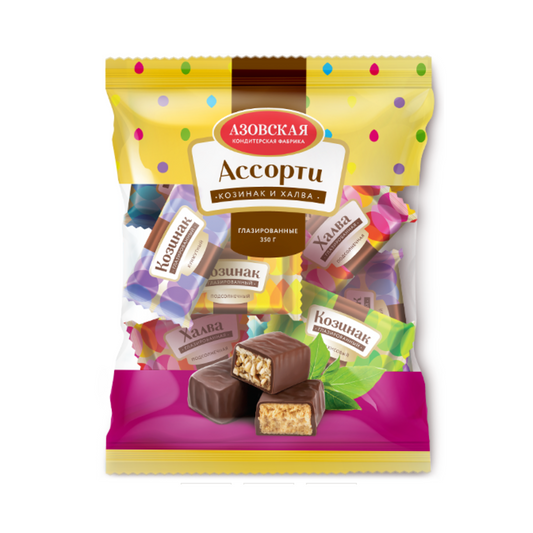 AZOVSKAYA (Pre-Pk) Assorti Chocolate-glazed Kozinak and Halva, 350g