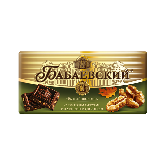 BABAEVSKY Dark Chocolate with Walnut and Maple Syrup, 75g