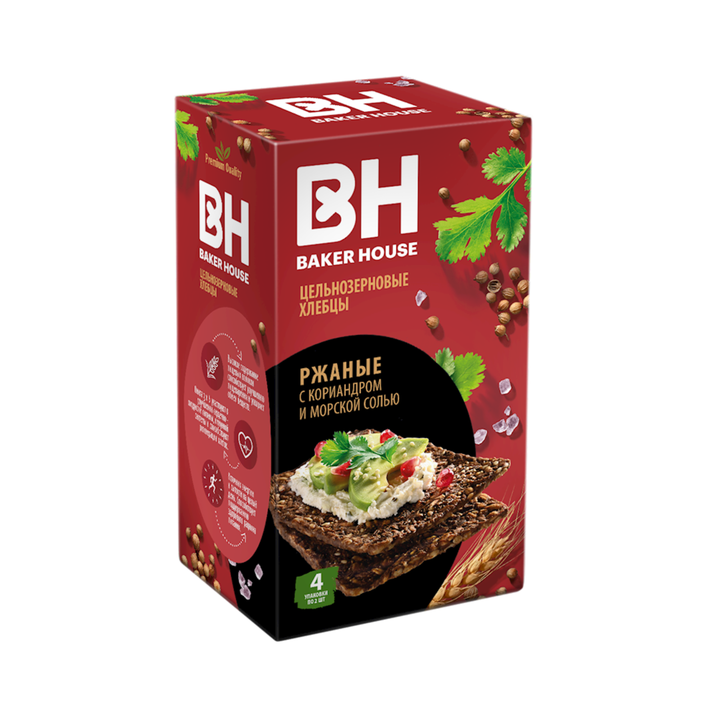 BAKER HOUSE Scandinavian  Rye Crispbreads with Coriander and Sea Salt, 180g