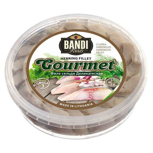 BANDI Сельдь филе-кусочки в масле Gourmet, 500г