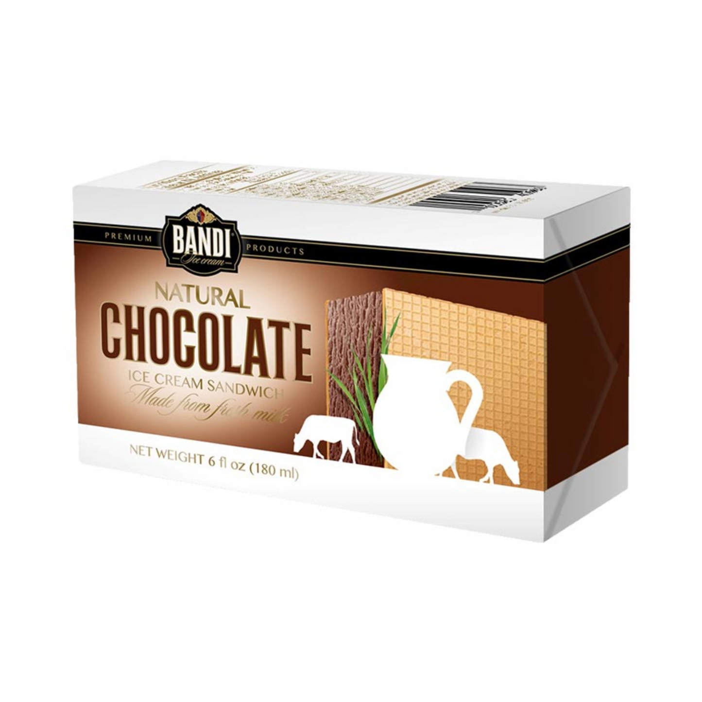 BANDI Sandwich Chocolate Plombir Ice Cream, 180ml