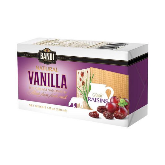 BANDI Sandwich Vanilla Plombir with Raisins Ice Cream, 180ml