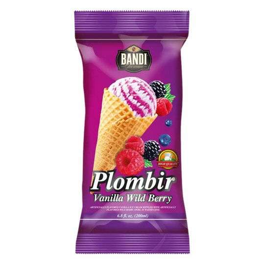 BANDI Vanilla with Wild Berry Waffle Ice Cream Cone, 200ml