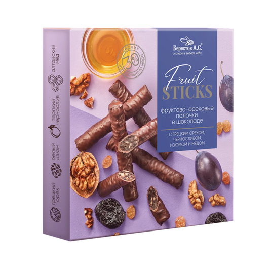 BERESTOV Choco-Sticks with Plum & Walnut 175g