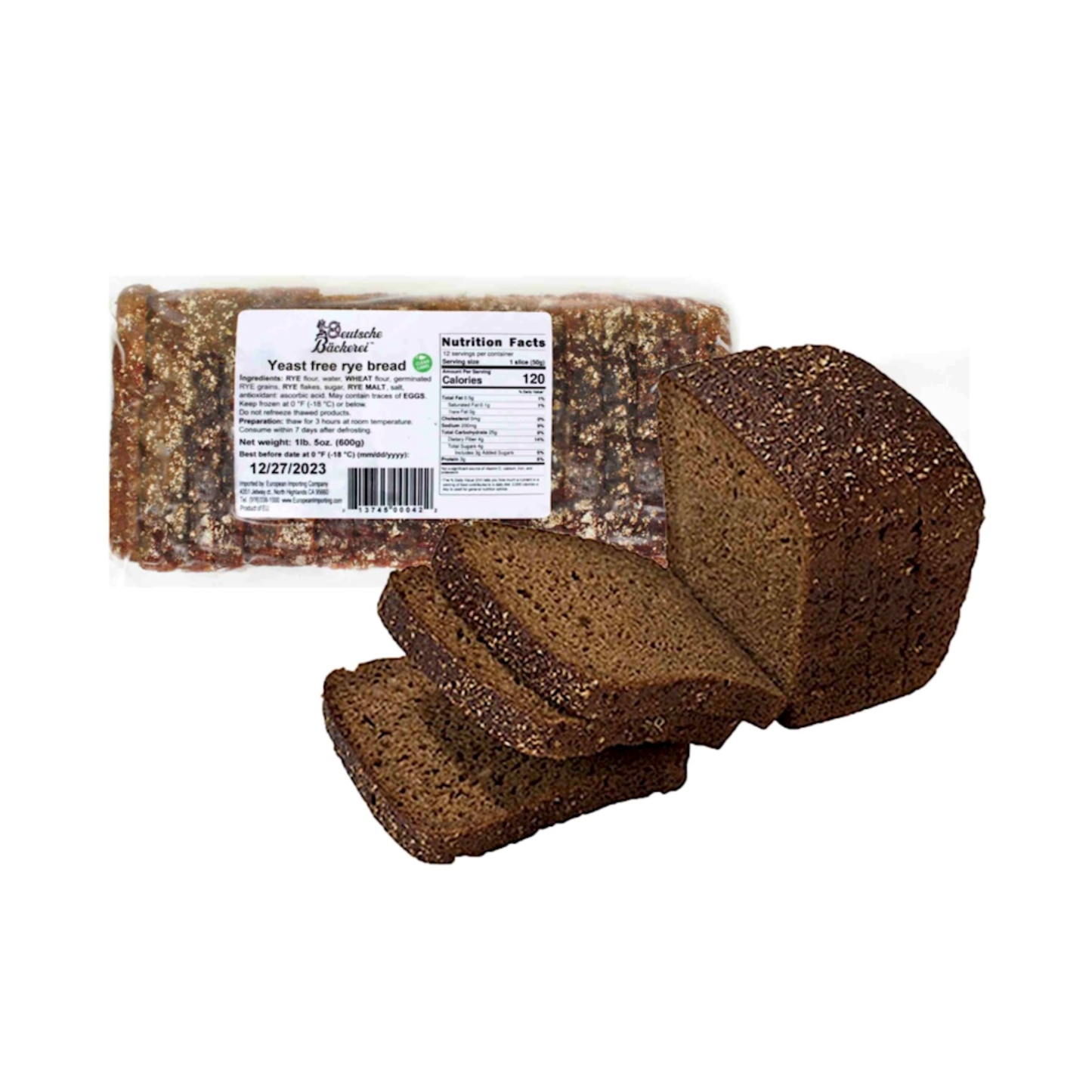 DEUTSCHE BACKEREI Yeast Free Rye Bread, 600g