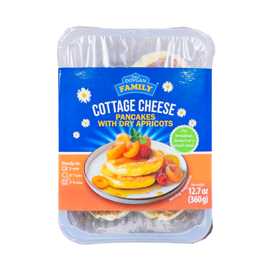 DOVGAN Cottage Cheese Pancakes Sirniki with Apricots, 360g